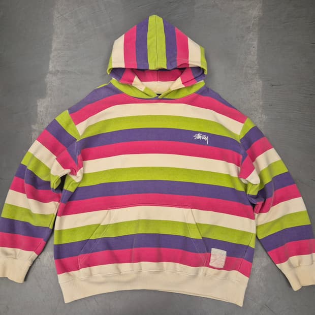 00s 스투시 멀티컬러 후드 스웻