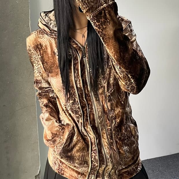 토네이도 마트 레오파드 멀티 집 후디