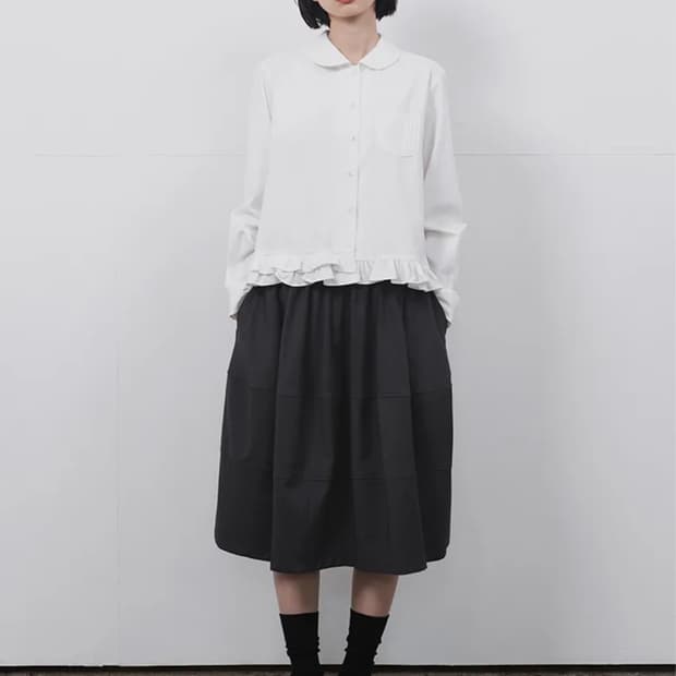 오헤시오 프릴 포켓 블라우스 아이보리