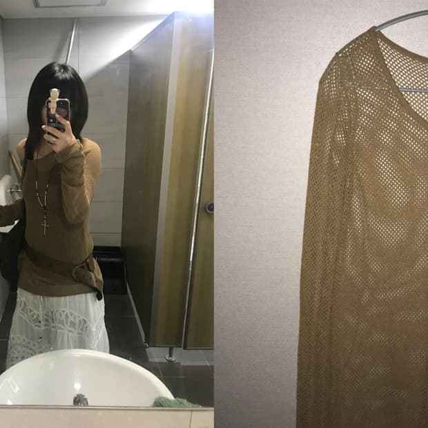 mesh long knitwear