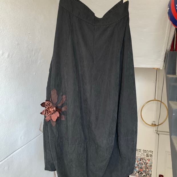 에스닉 플라워 롱 벌룬 스커트