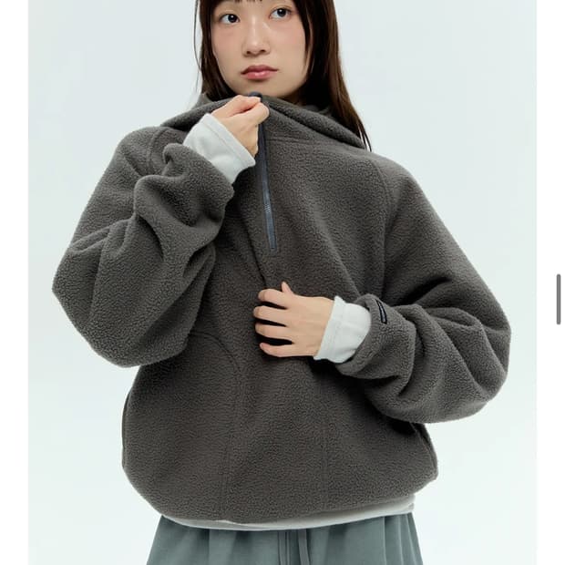 무브웜 Fleece Zip Hoodie 플리스 집업 후드티 애쉬 L