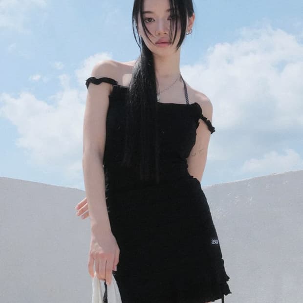 애즈온 블라썸 미니 드레스 블랙