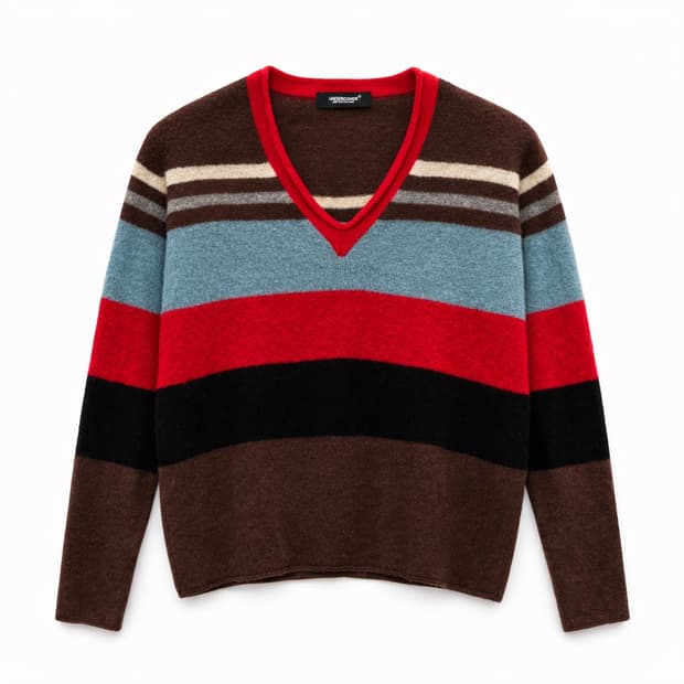 UNDERCOVER 브이넥 스트라이프 니트