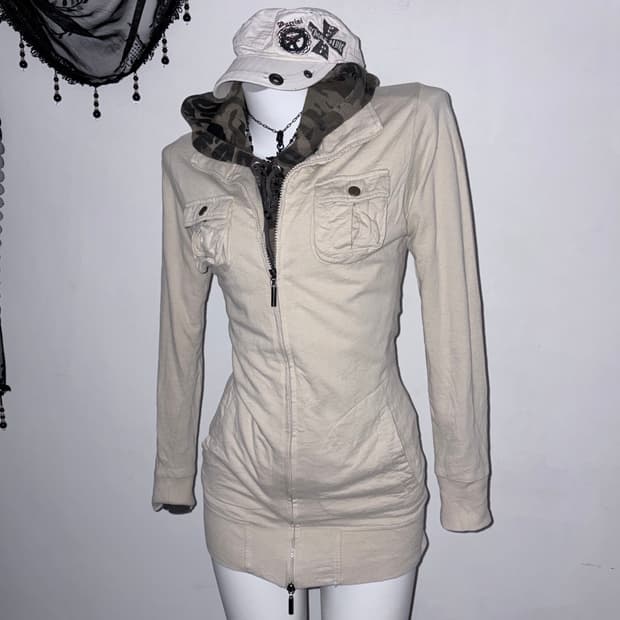 00s 딱붙 y2k 투웨이 원피스 와투케 갸루 베이지 자켓원피스