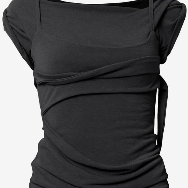 플레어업 Layered Bustier T-Shirt (FL-108_Bla
