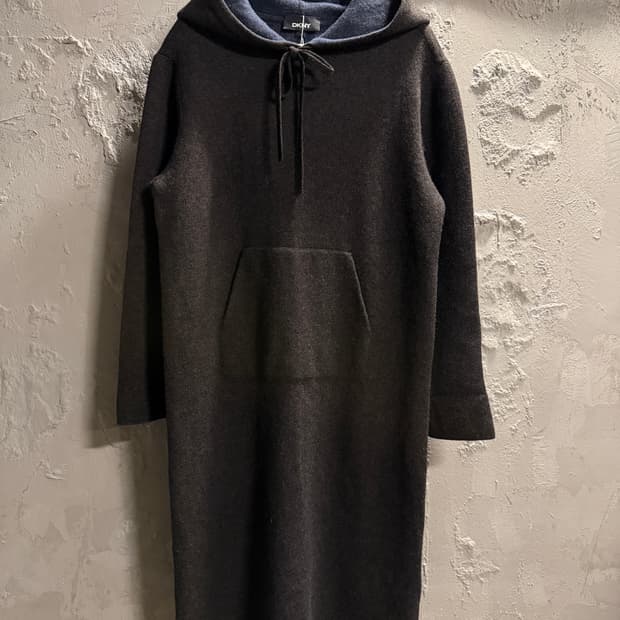 DKNY 캐시미어 블렌드 후드 니트 원피스 S
