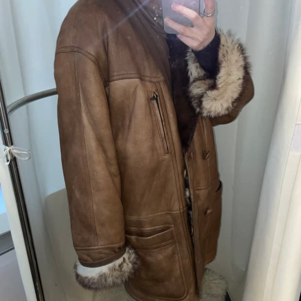 vintage double breasted sheepskin coat