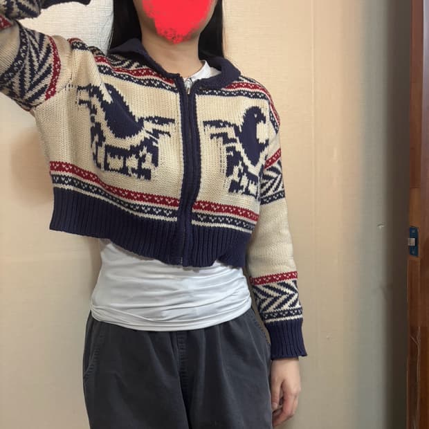 G&G 패턴 니트 집업 가디건