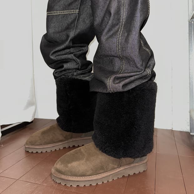 Celtic & Co 스웨이드 시어링 니하이 어그 부츠