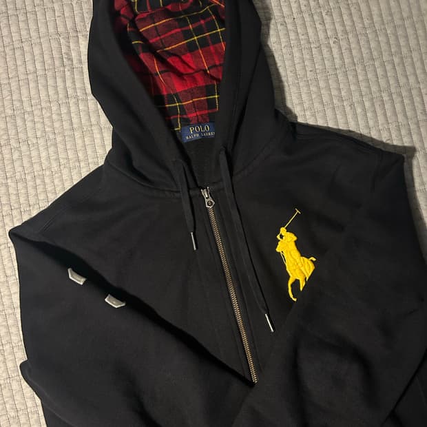 폴로 빅포니 체크 후드집업