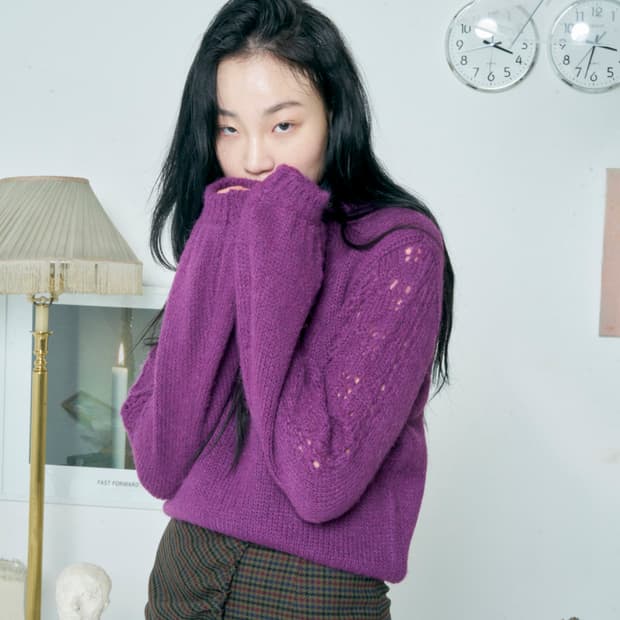 베이비센토르 크로셰 울 크롭 니트