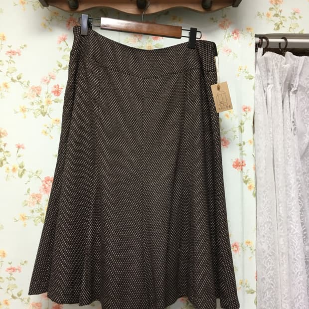 브라운 도트 플리츠 스커트