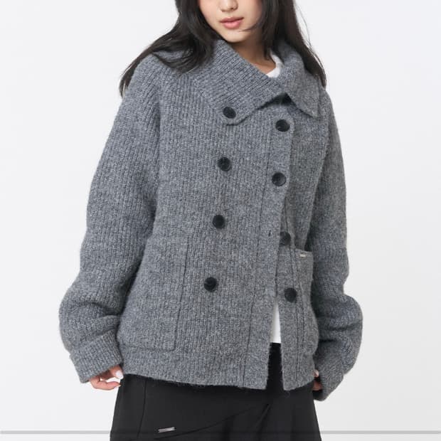 미세키서울 더블 버튼 가디건 그레이