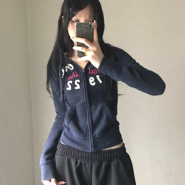 홀리스터 네이비 슬림핏 후드집업