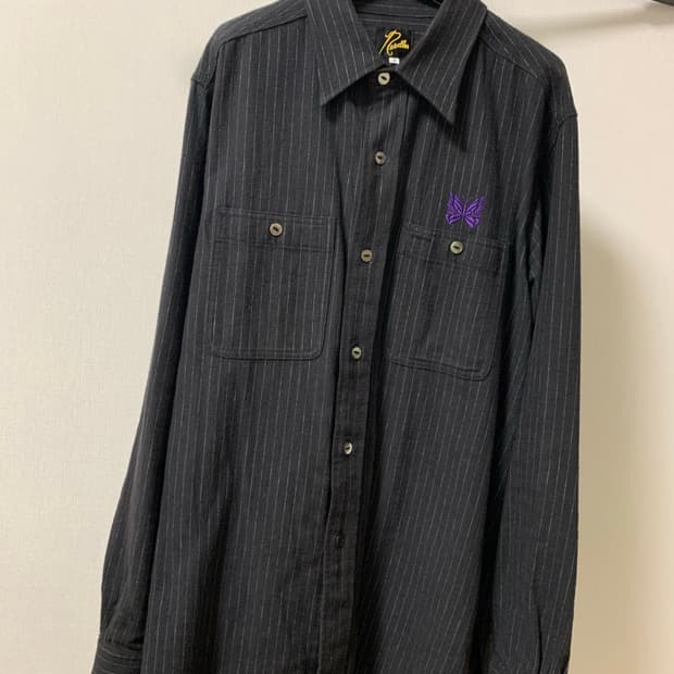 니들스 22aw 핀스트라이프 워크 셔츠 챠콜