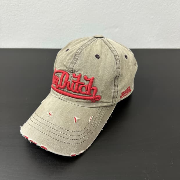 Von Dutch 본더치 데미지 볼캡 모자 카키