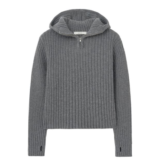 문선 바라클라바 니트 그레이 M