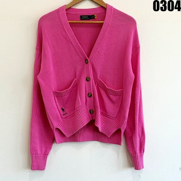 폴로 랄프로렌 코튼 니트 가디건 S 핑크 신형 택 0304 