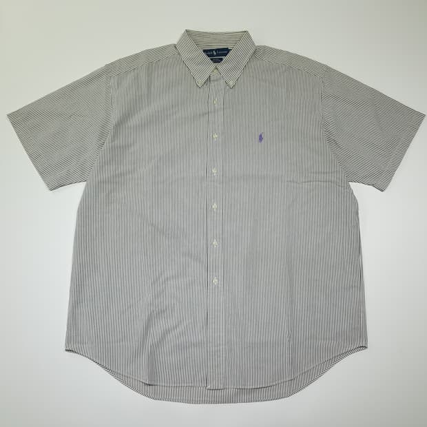 CK022 XL 폴로 90s 시어서커 스모크그레이 스트라이프 반팔 셔츠