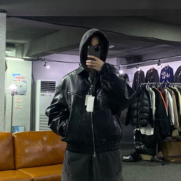 라퍼지 유광 버핑 레더자켓 B2739