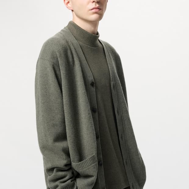 울100 남성 카키 가디건 (유니클로/라코스테 개인 커스텀 제품)(XL)