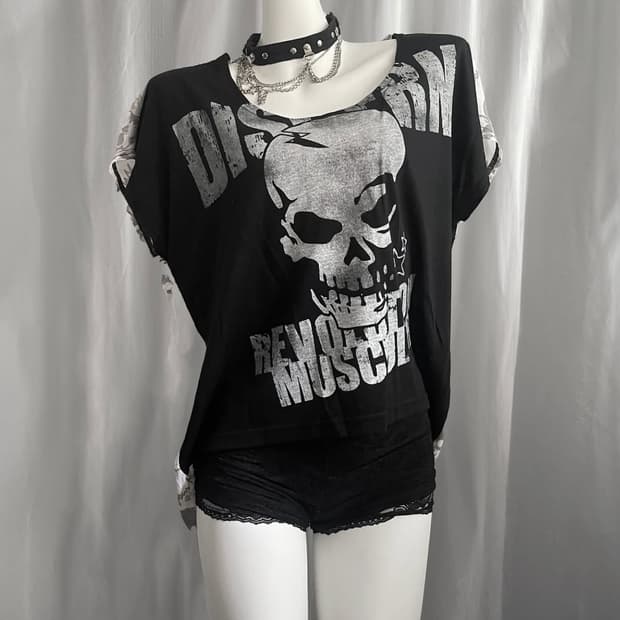 Skull top ghost of harlem 펑크 시스루 탑