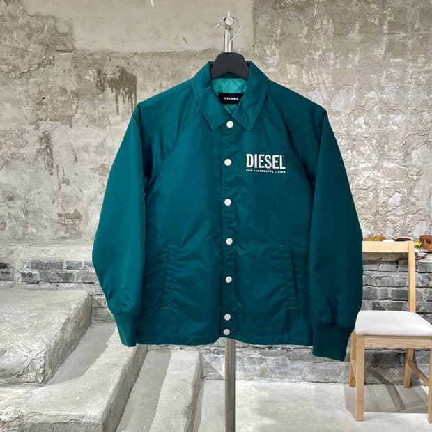 디젤 2019 터쿼즈 로고 나일론 코치 자켓