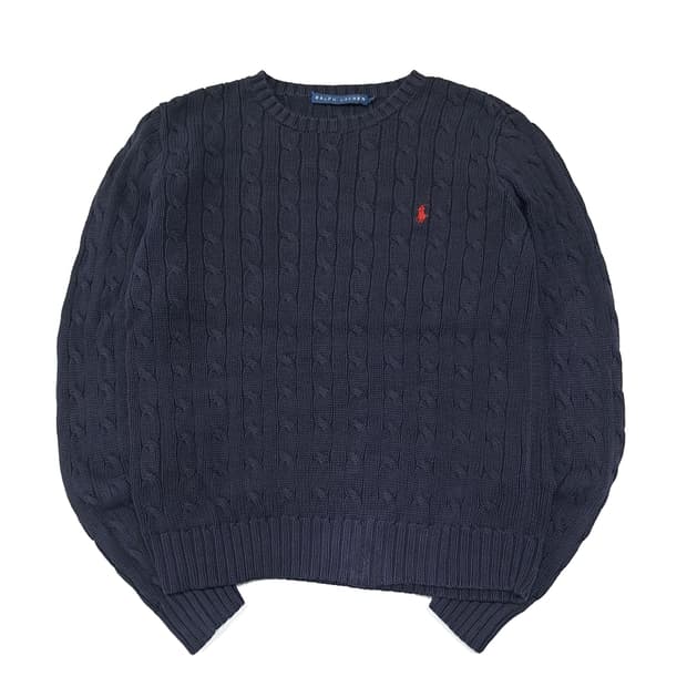 CL263 M 폴로 00s 코튼 레드포니 케이블 네이비 니트 스웨터