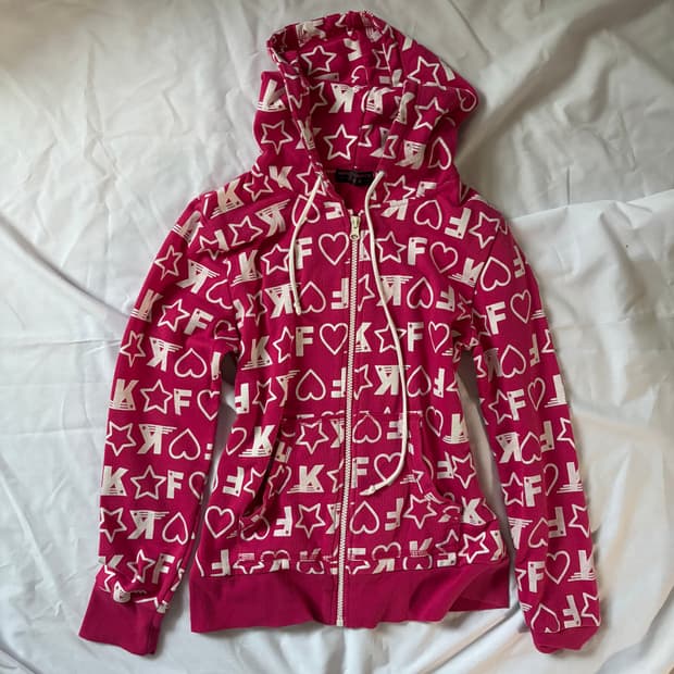 빈티지 y2k 핫핑크 후드집업