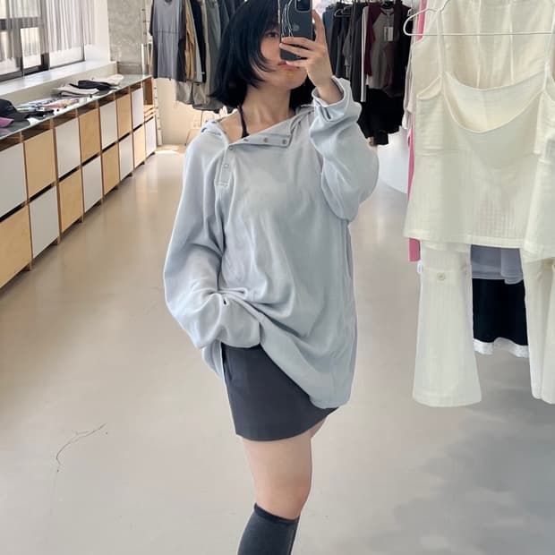 할로미늄 와플후디 베이비블루