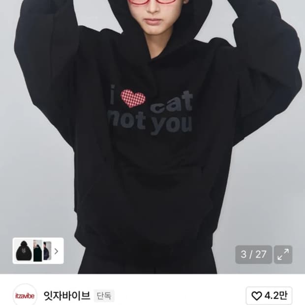 잇자바이브 고양이 후드티