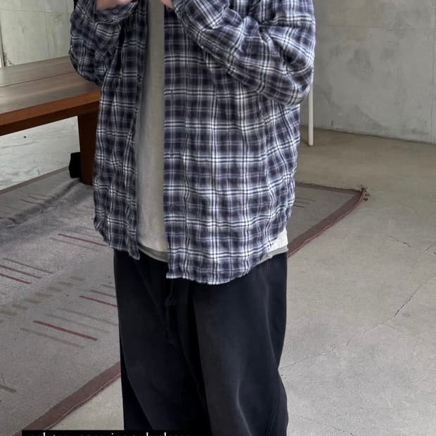 폴리테루 컨트리체크셔츠 워시드네이비 (재패니즈 패브릭)