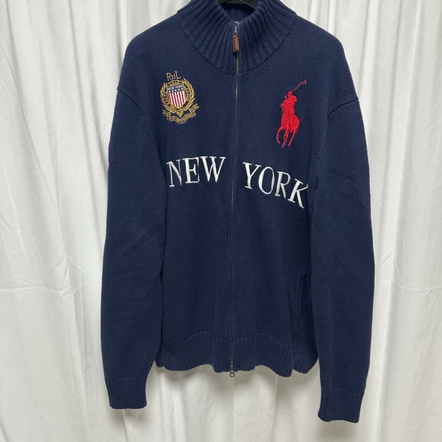 no.88폴로 랄프로렌 치프키프 뉴욕 니트 집업 네이비 xxl s급