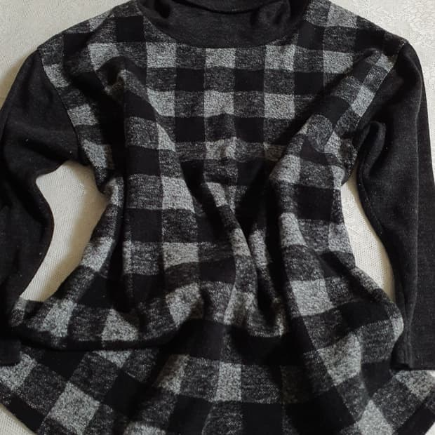 [일본빈티지] 체크 폴라 긴팔 티셔츠 너드모리