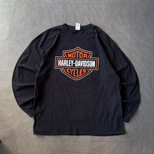 할리데이비슨 정품 블랙 긴팔 티셔츠 긴팔티