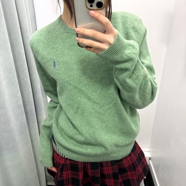 폴로 그린 램스울 니트