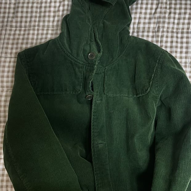 빈티지 후드 미디  자켓