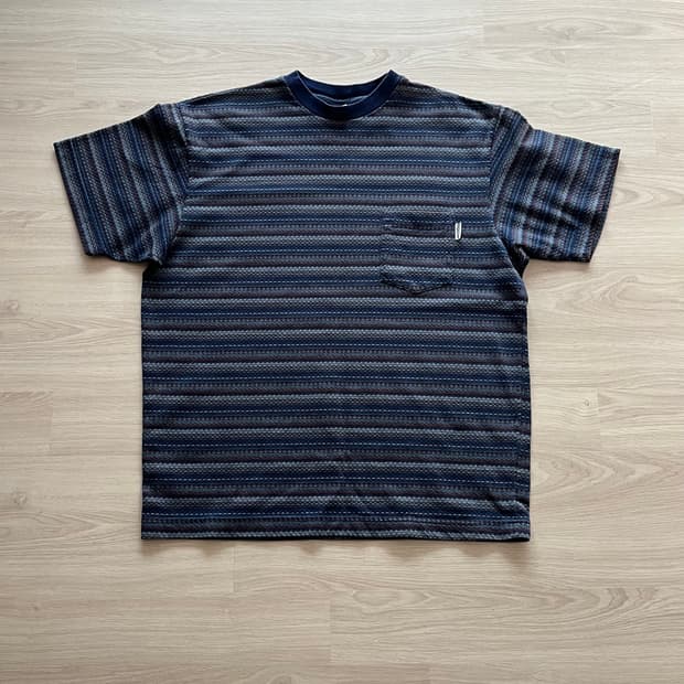 [L] 90s 빈티지 올드 스투시 스트라이프 니트 반팔 티셔츠