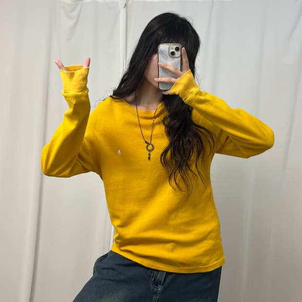 Polo mustard yellow waffle tee
