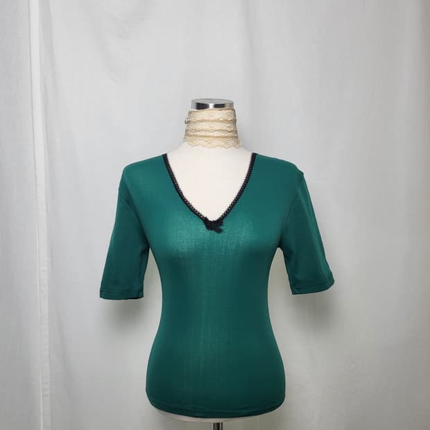 빈티지 포레스트 그린 슬림 top
