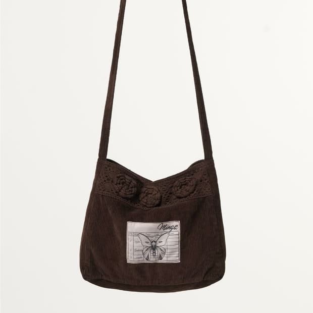 minga london 밍가런던 멜로디 크로셰 코듀로이 백 브라운