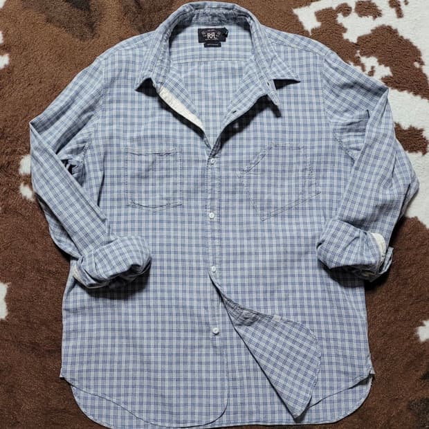 RRL 연블루 체크 남방 [XL]