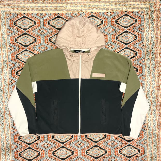 언더아머 핑크 배색 플리스 후드집업 남성M 