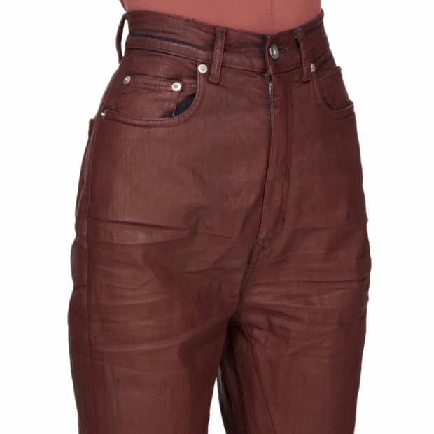 [26,27]릭오웬스 다크쉐도우 볼란 부츠컷 코팅 팬츠/버건디