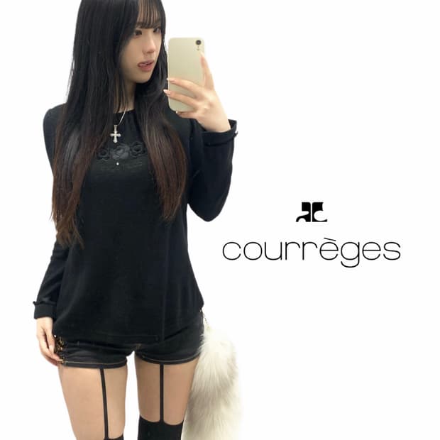 [COURREGES] 꾸레쥬 플라워 큐빅 롱슬리브