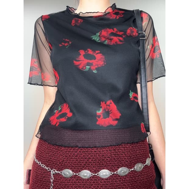 빈티지 오리엔탈 블랙 블라우스