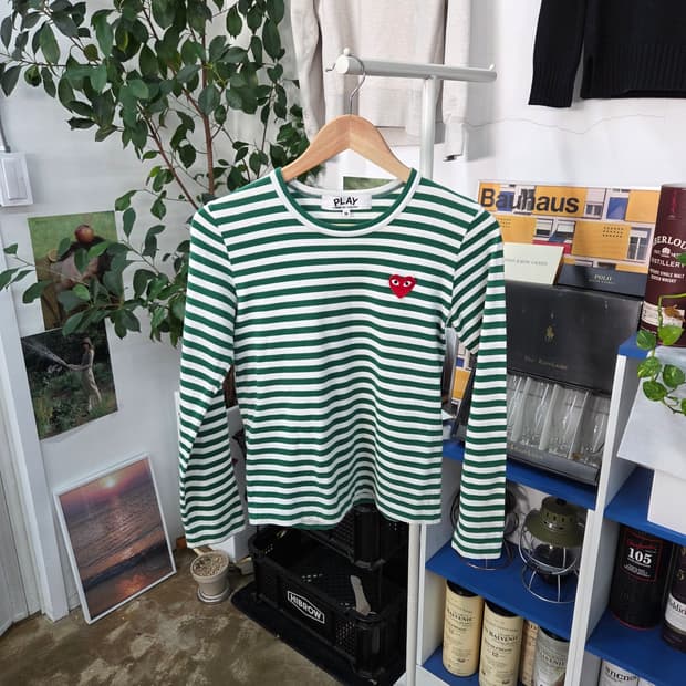 꼼데가르송 우먼 스트라이프 롱슬리브 M