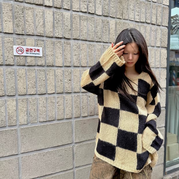 더 오픈 프로덕트 체크 니트