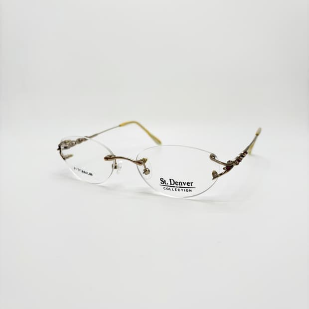 ST.DENVER  골드 큐빅 오벌형 반무테